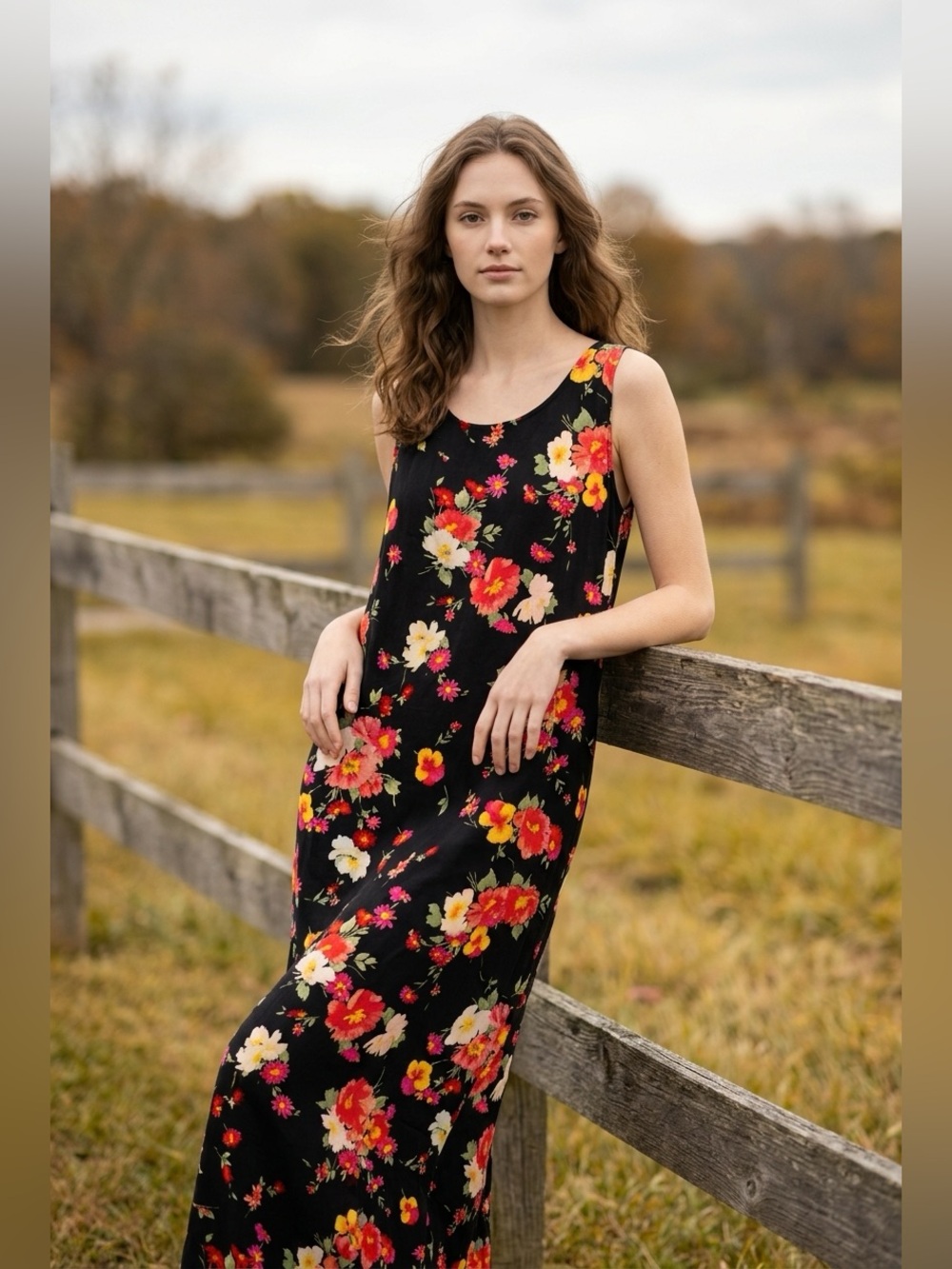 Sweet Size 12 Floral Print Polyester Sleeveless Maxi Dress (2/$13)
